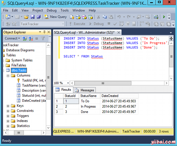 Screenshot SQL query results